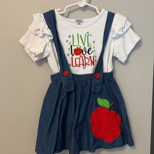 Kids Blue Denim dress with Apple Design